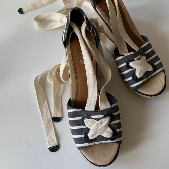 SPERRY Top-Sider Classic Ankle Tied Wedge Sandal Sz 10M - Picture 2 of 11
